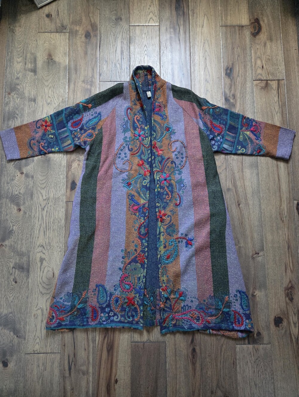 Baba 100% Wool Colourful Embroidered Coatigan Duster